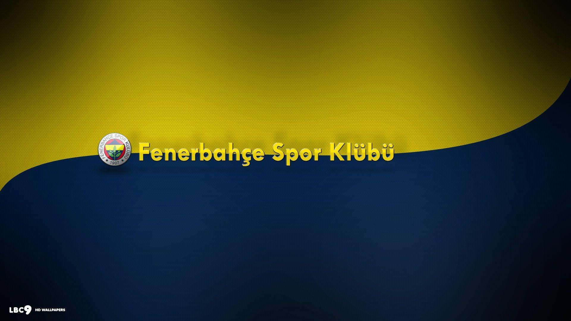 Fenerbahçe Spor Klübü 標誌和文字在黃藍漸變背景上。