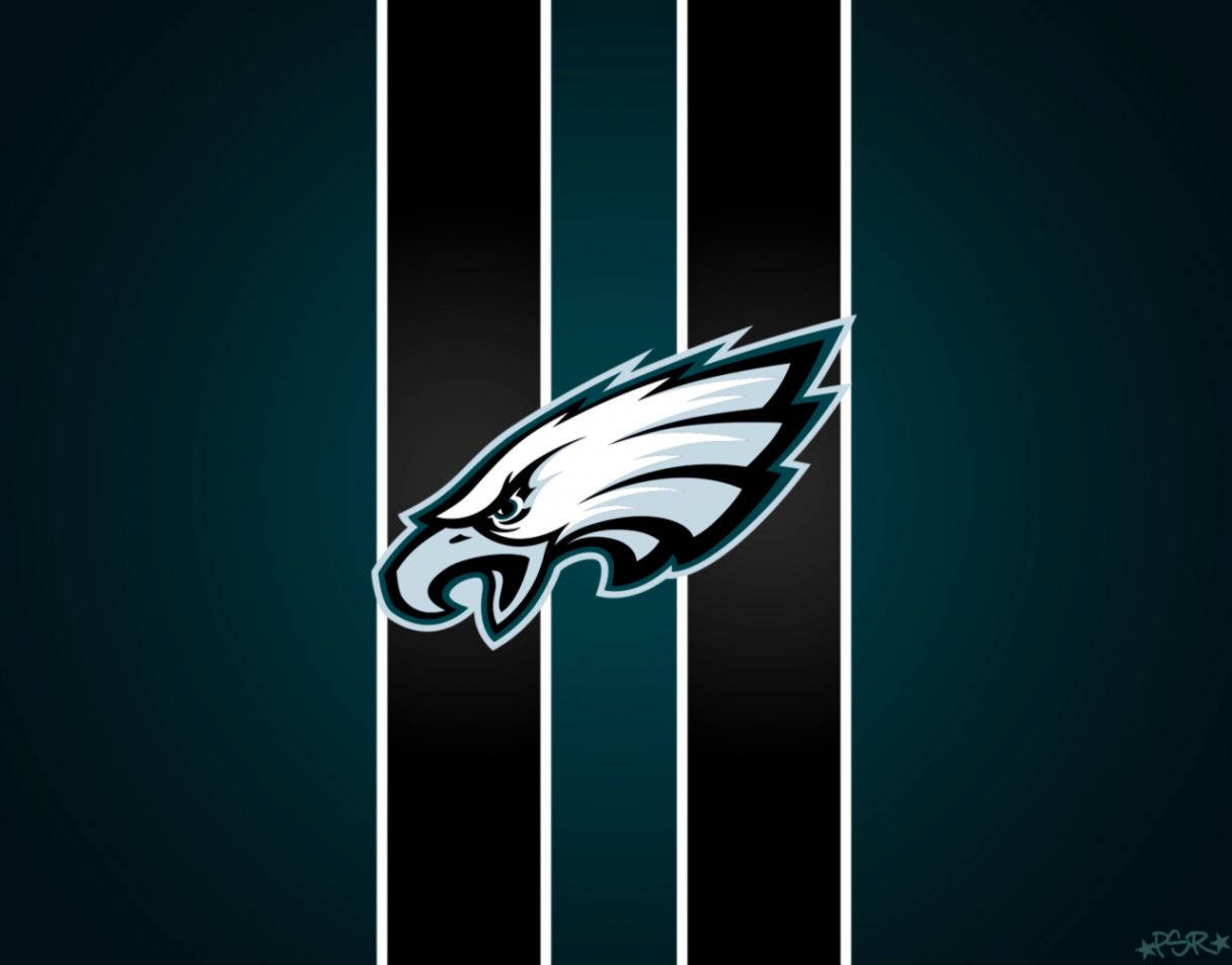 費城老鷹隊NFL球隊標誌，在深藍綠色背景上有白色條紋。 — 費城老鷹 壁紙