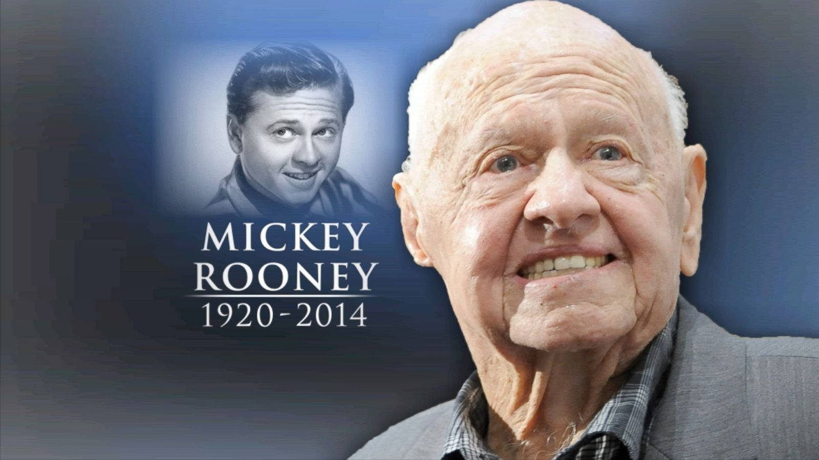 米奇·魯尼 年輕和年老肖像 附名字和年份 1920-2014