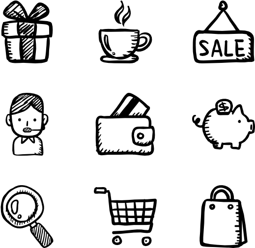 購物與金融塗鴉圖標 壁紙