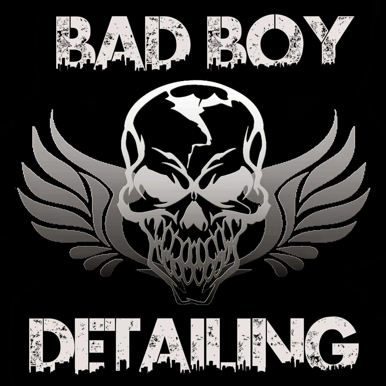 Bad Boy Detailing 標誌，黑白骷髏頭和翅膀。