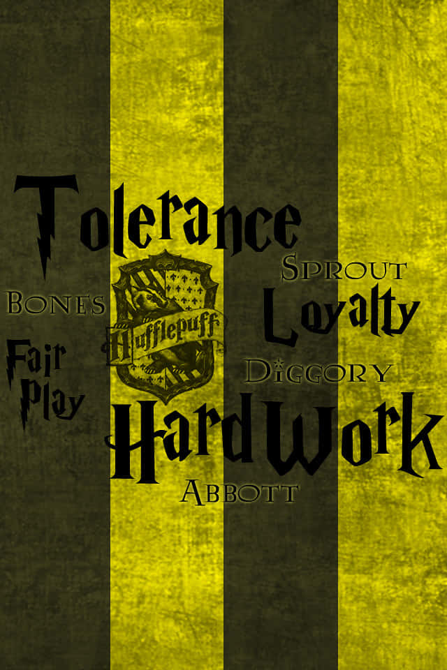 hufflepuff 桌布 壁紙 — 赫夫帕夫學院旗幟，採用大膽的黃色和黑色條紋，展示其院徽及忠誠和勤奮等核心價值。