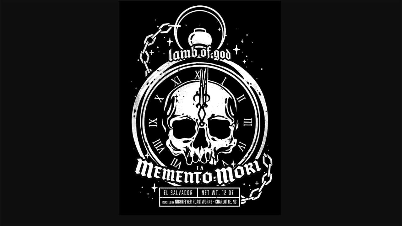 懷錶內的骷髏，帶有鏈條和哥德式文字 memento mori