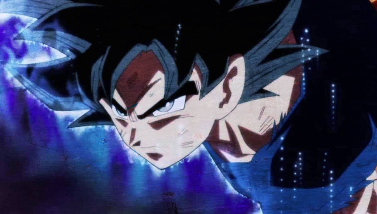 動漫戰士，帶有發光的藍色光環和兇猛的表情 — 悟空超級賽亞人之神 壁紙