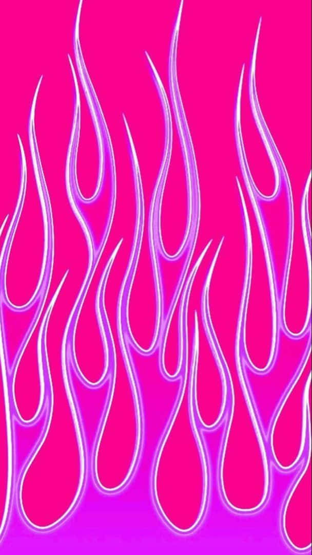 霓虹粉紅色背景，帶有發光的白色火焰形狀垂直上升。 — 熱門 GIF 壁紙