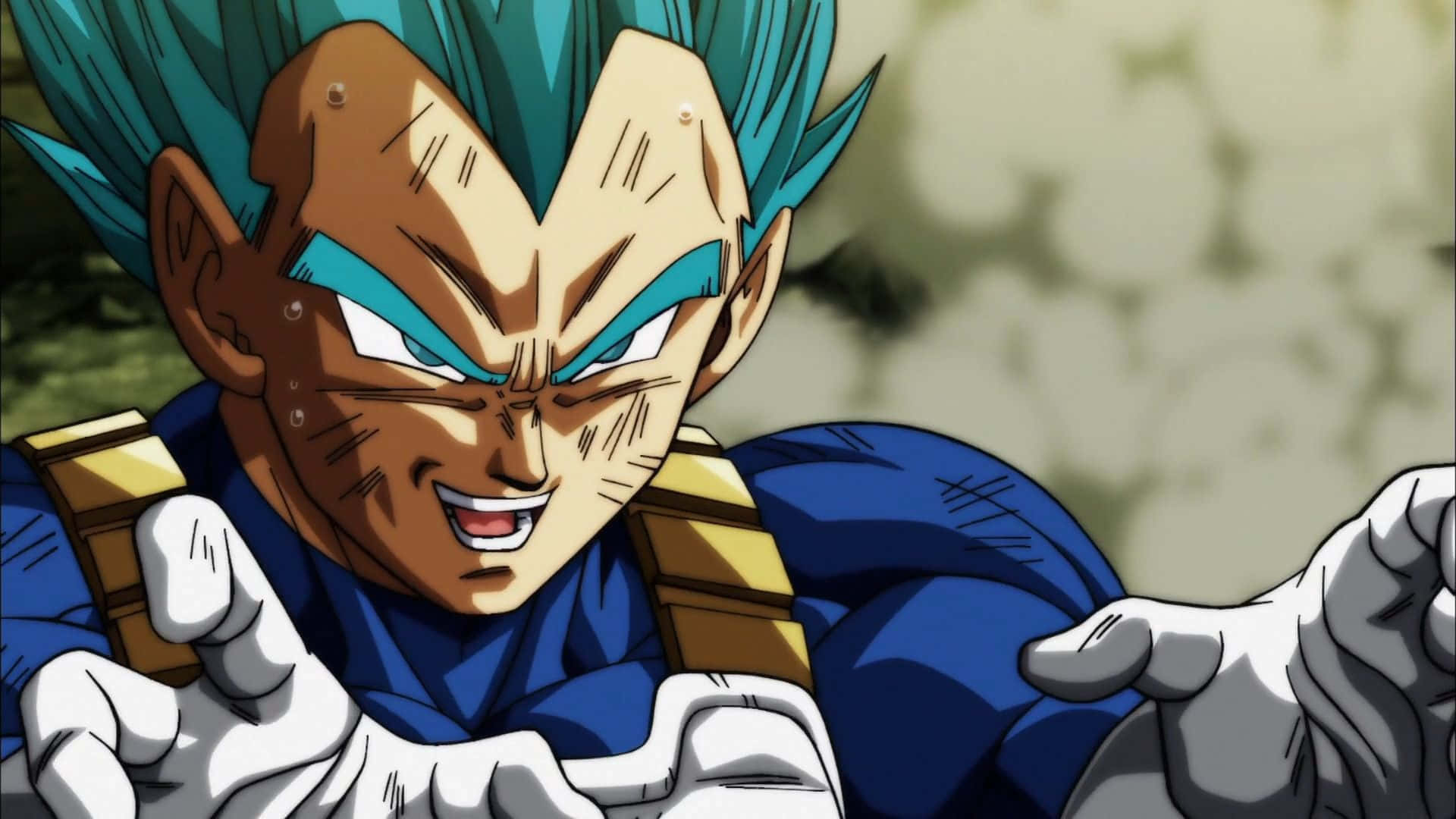 Vegeta And Trunks 桌布 壁紙 — 超級撒亞人藍形態的比達，豎起藍色尖刺頭髮，表情強烈，握緊拳頭擺出戰鬥姿勢。