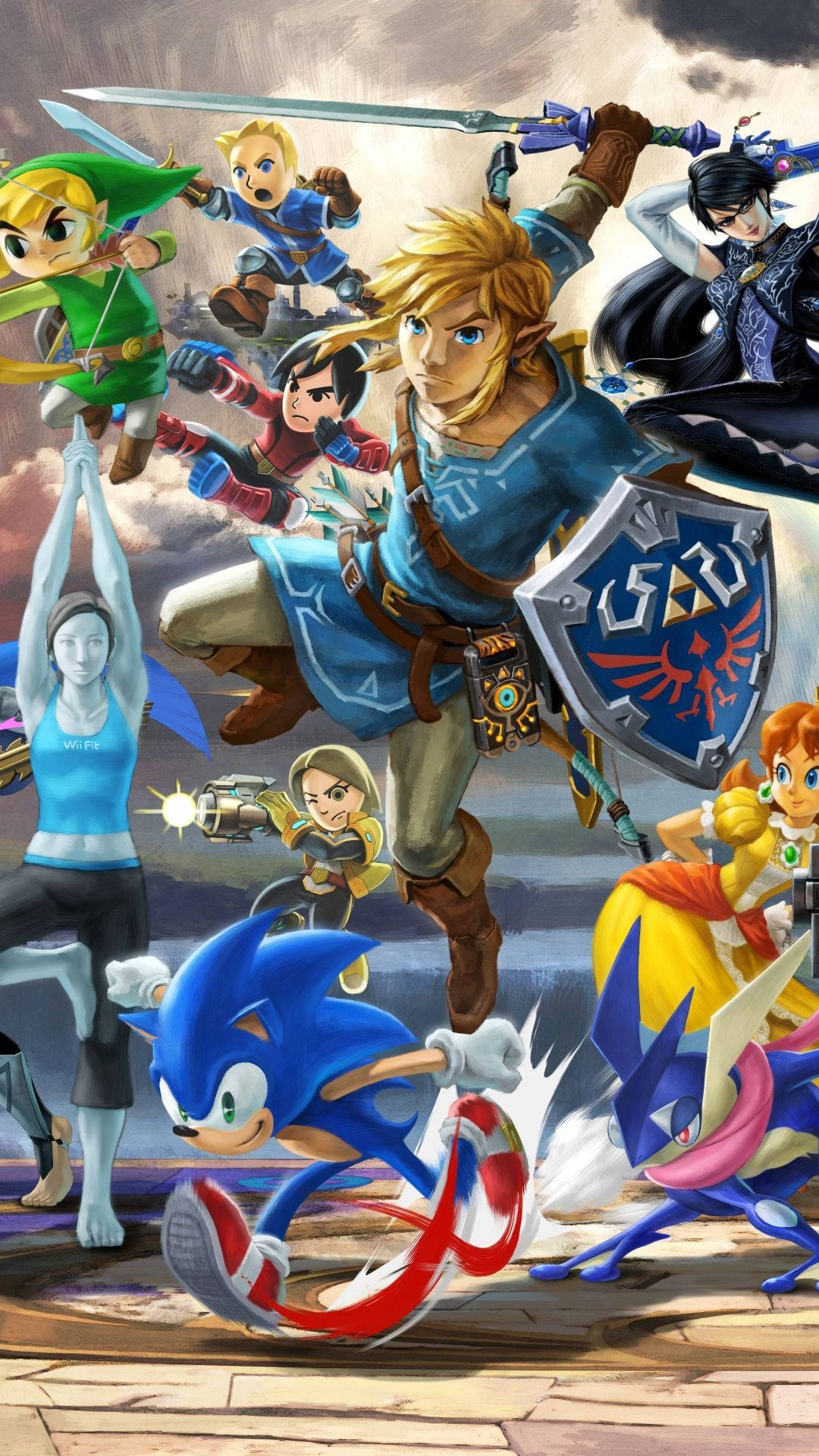 電玩英雄包括Link和Sonic以動態動作姿勢呈現。