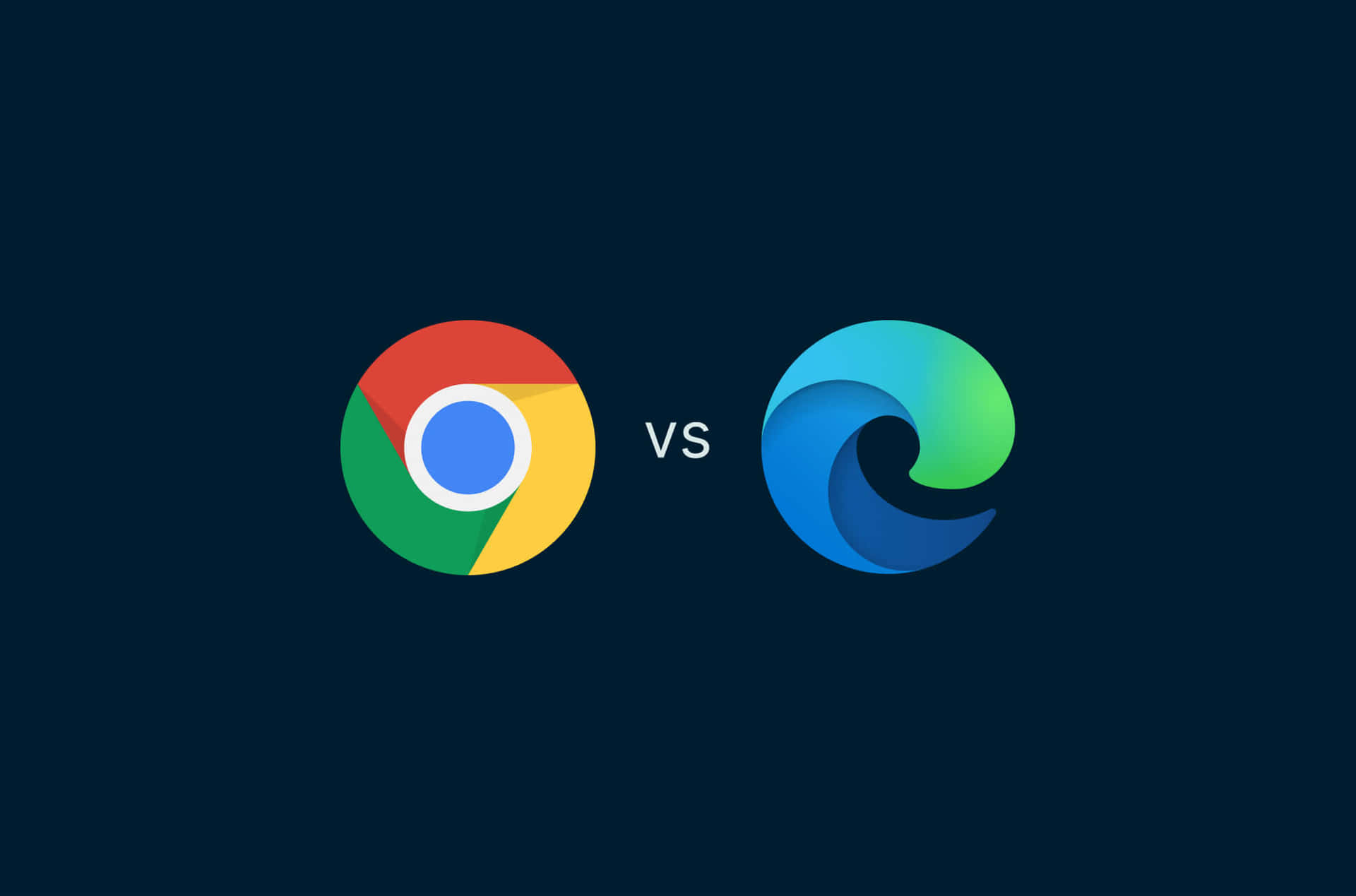 Chrome 和 Edge 瀏覽器標誌在深色背景上並排比較