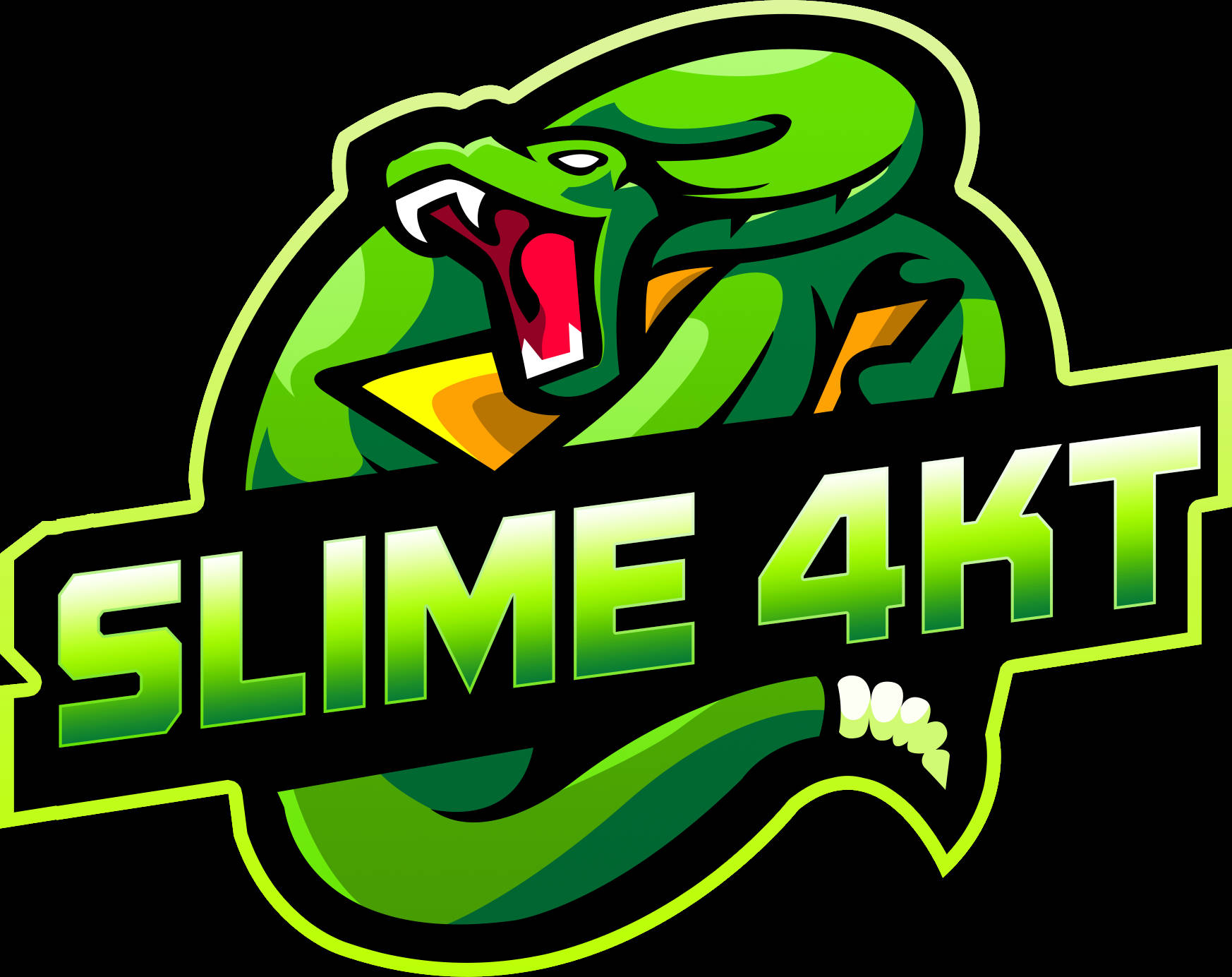綠色卡通蛇標誌，帶有綠色漸變的「SLIME 4KT」文字。