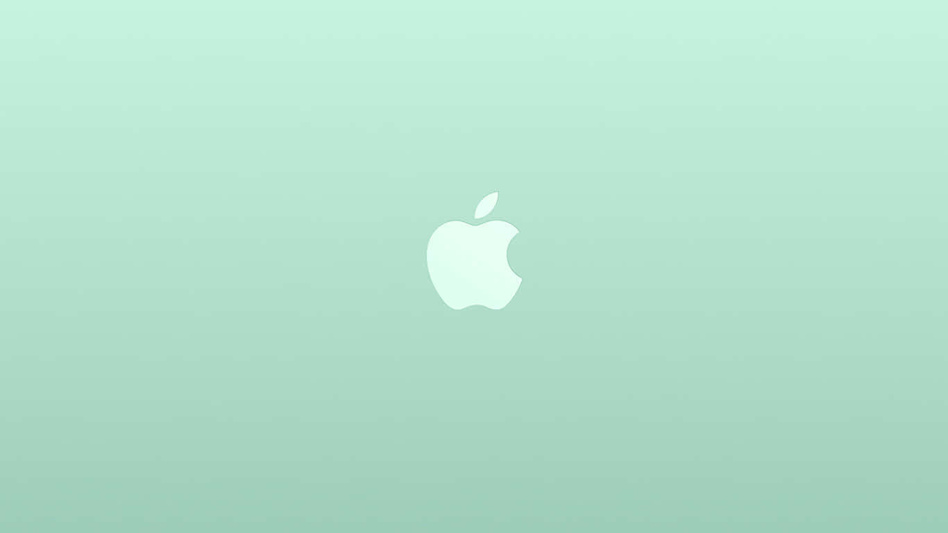 趣味方式獲得蘋果 壁紙 — 一個簡約的白色Apple標誌，置於柔和的薄荷綠漸變背景中央。