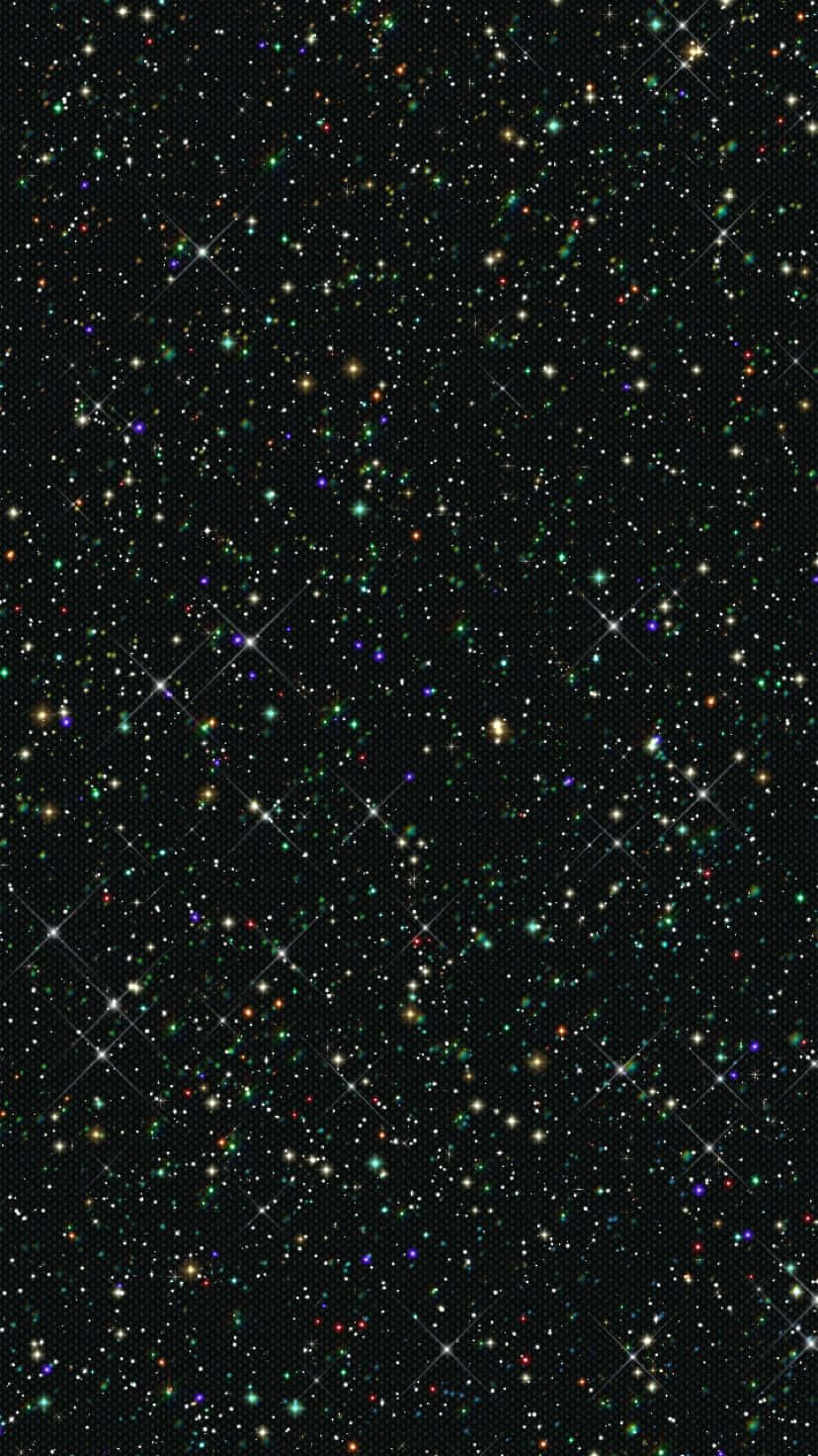 鮮豔的星星在帶有網格圖案的黑暗宇宙天空中閃耀。