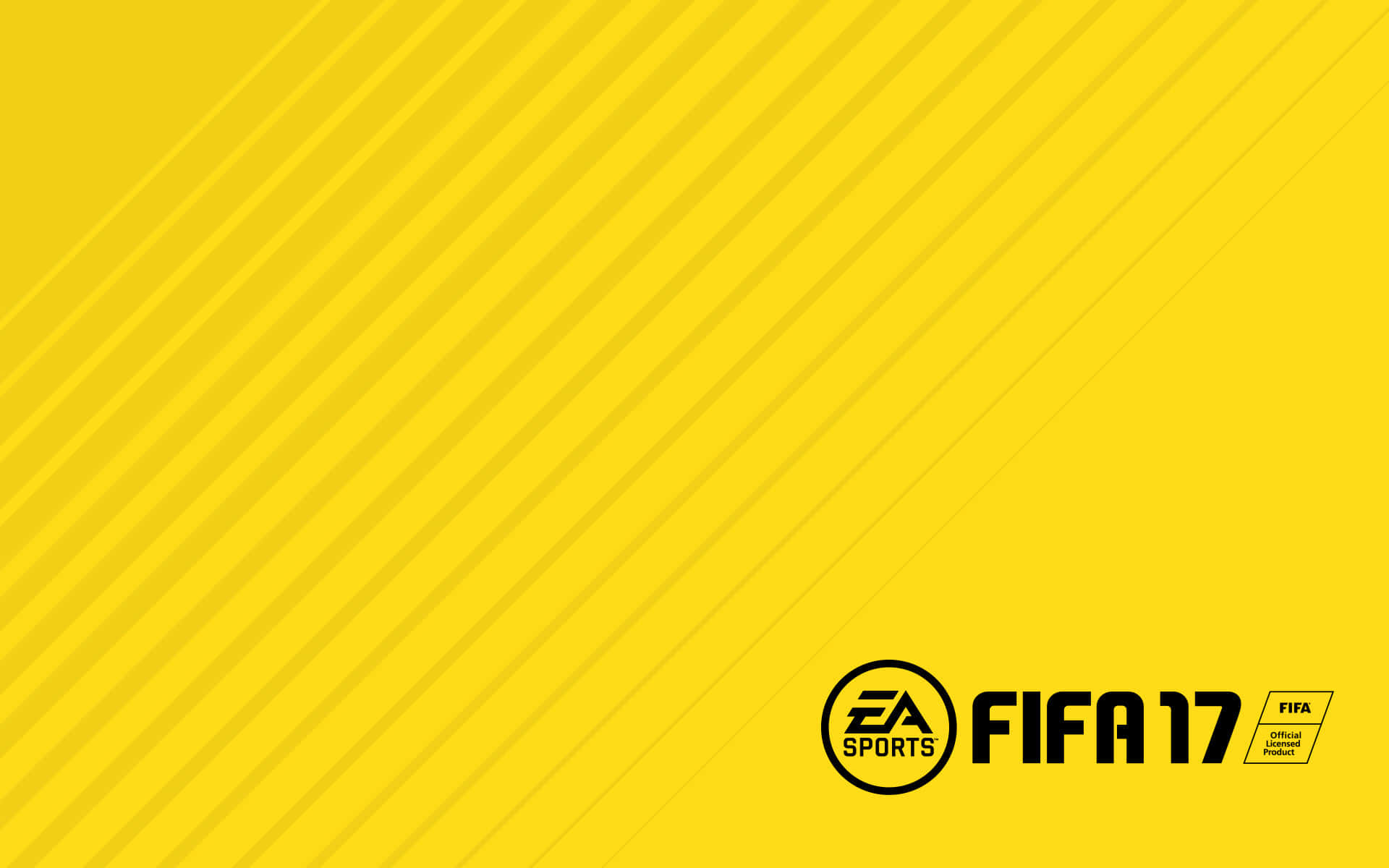 黃色斜紋背景上嘅FIFA 17 EA Sports標誌