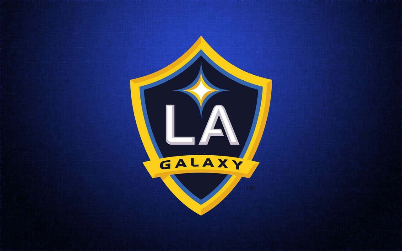 LA Galaxy足球隊標誌在帶有紋理的藍色背景上
