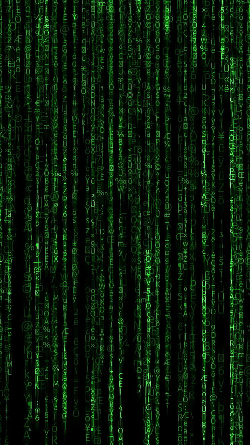 綠色數碼代碼在黑色屏幕上落下，就像 Matrix 電影中一樣。
