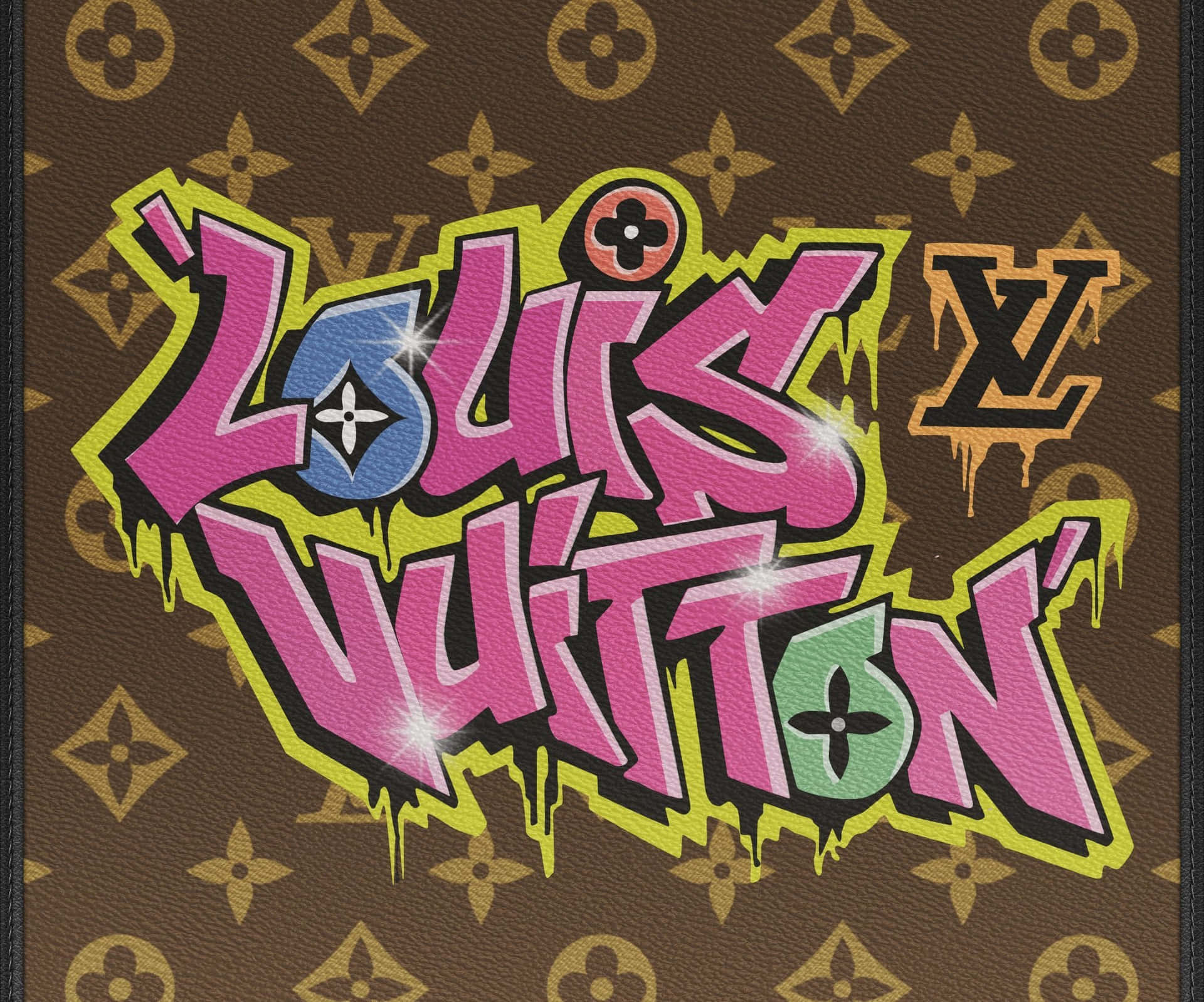 Louis Vuitton monogram 背景上的塗鴉標誌