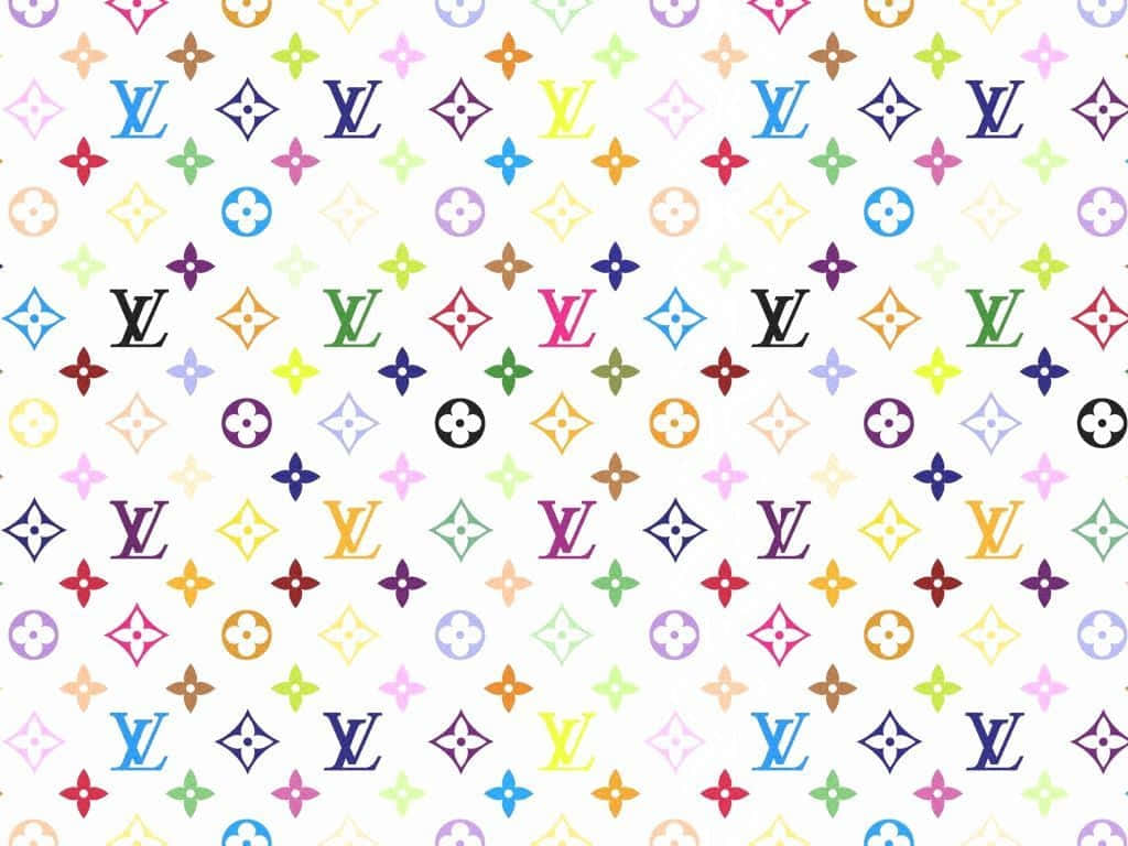 白色背景上的彩色路易威登字母組合圖案
