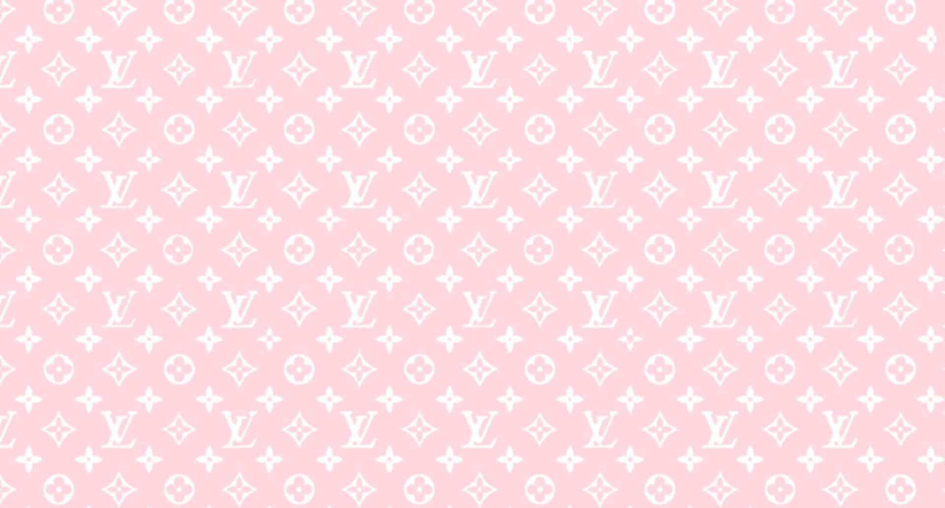 粉紅色背景，白色Louis Vuitton monogram圖案在表面重複。