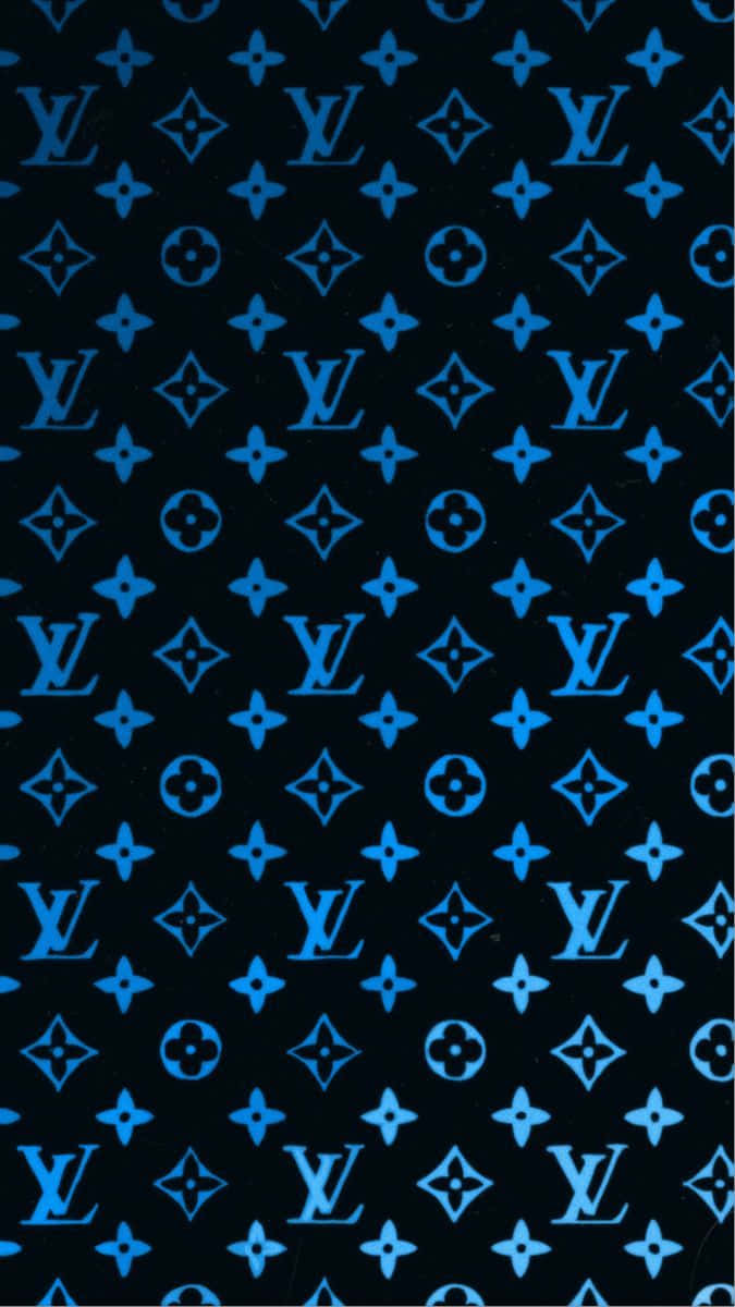 黑色背景上的藍色 Louis Vuitton 字母圖案。