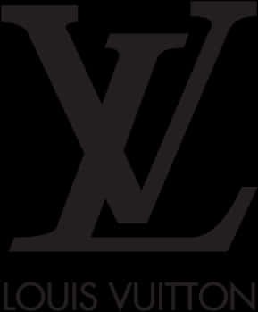 路易威登黑色標誌 壁紙 — 大膽單色 Louis Vuitton 標誌，帶有交錯的 LV 字母組合和品牌名稱，採用簡潔的無襯線字體。