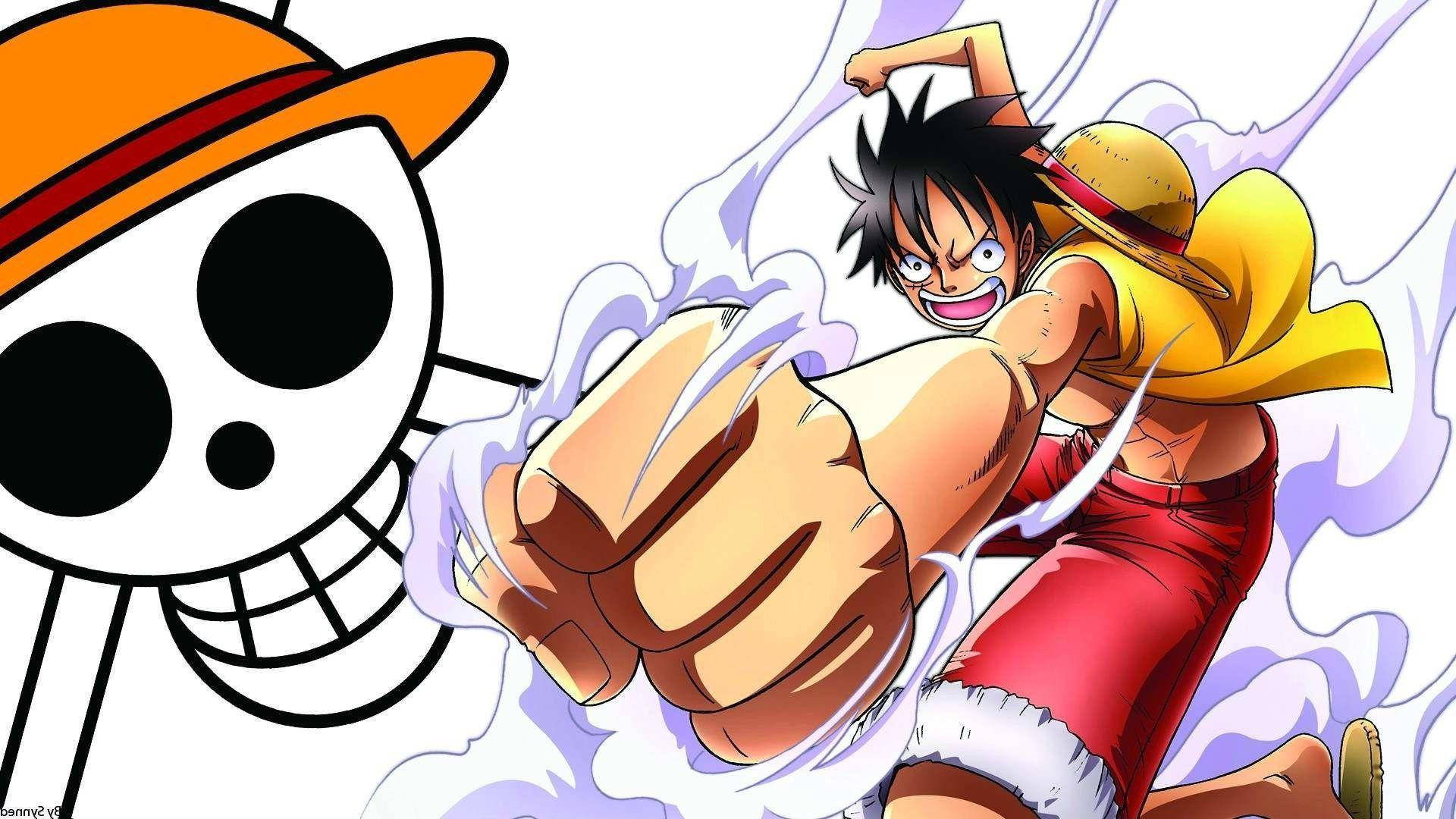 動漫海盜在骷髏標誌旁邊出拳。