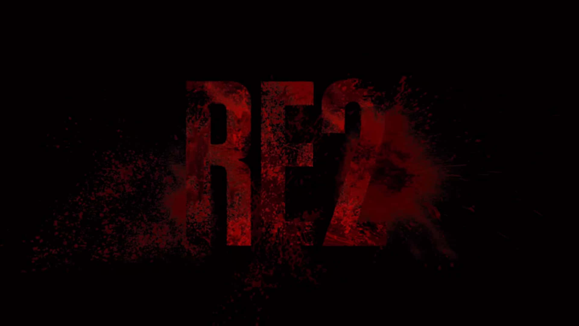 黑色背景上的紅色濺射 RE2 文字