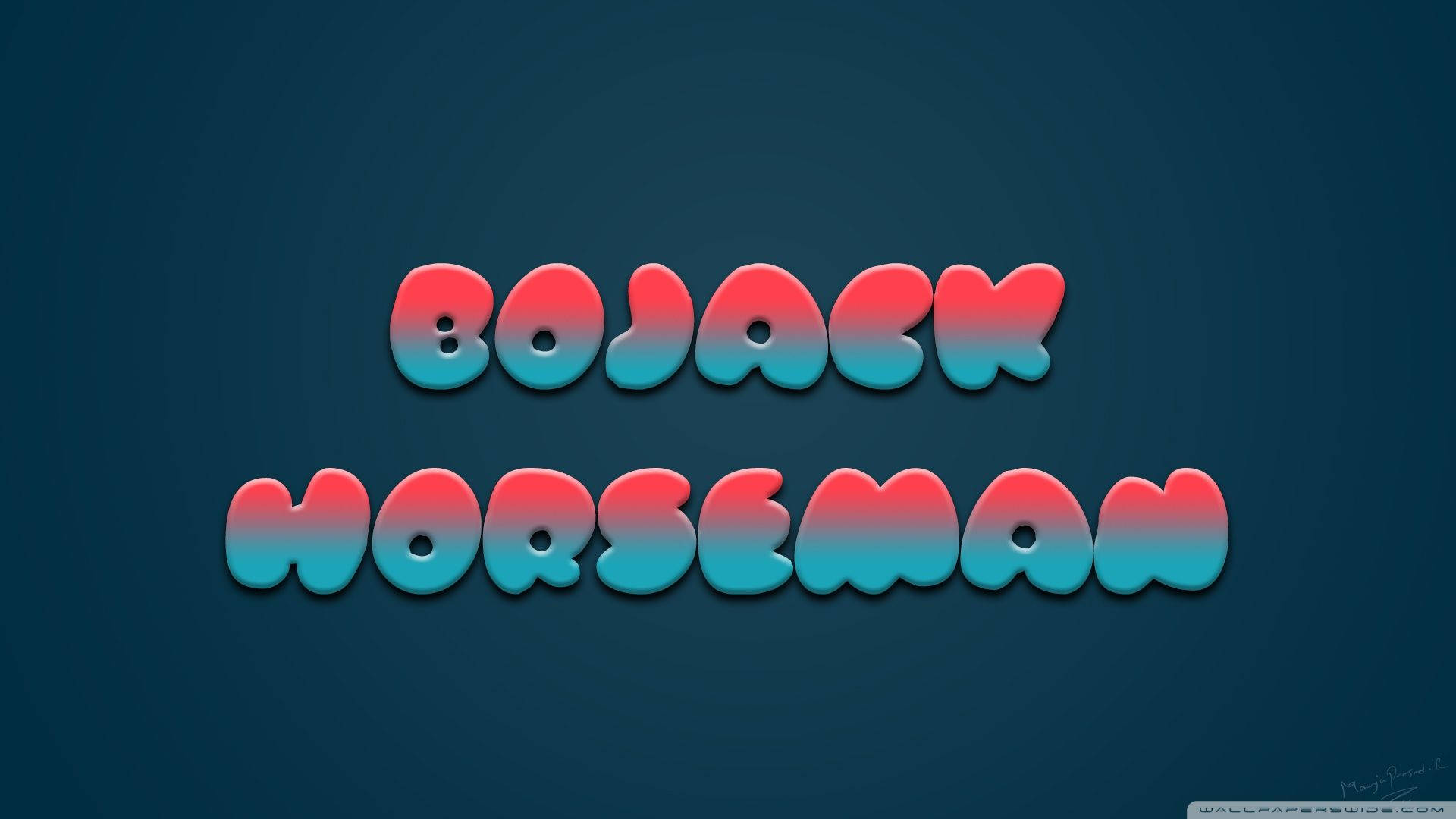 BoJack Horseman 標題，3D漸變紅藍文字，深青色背景