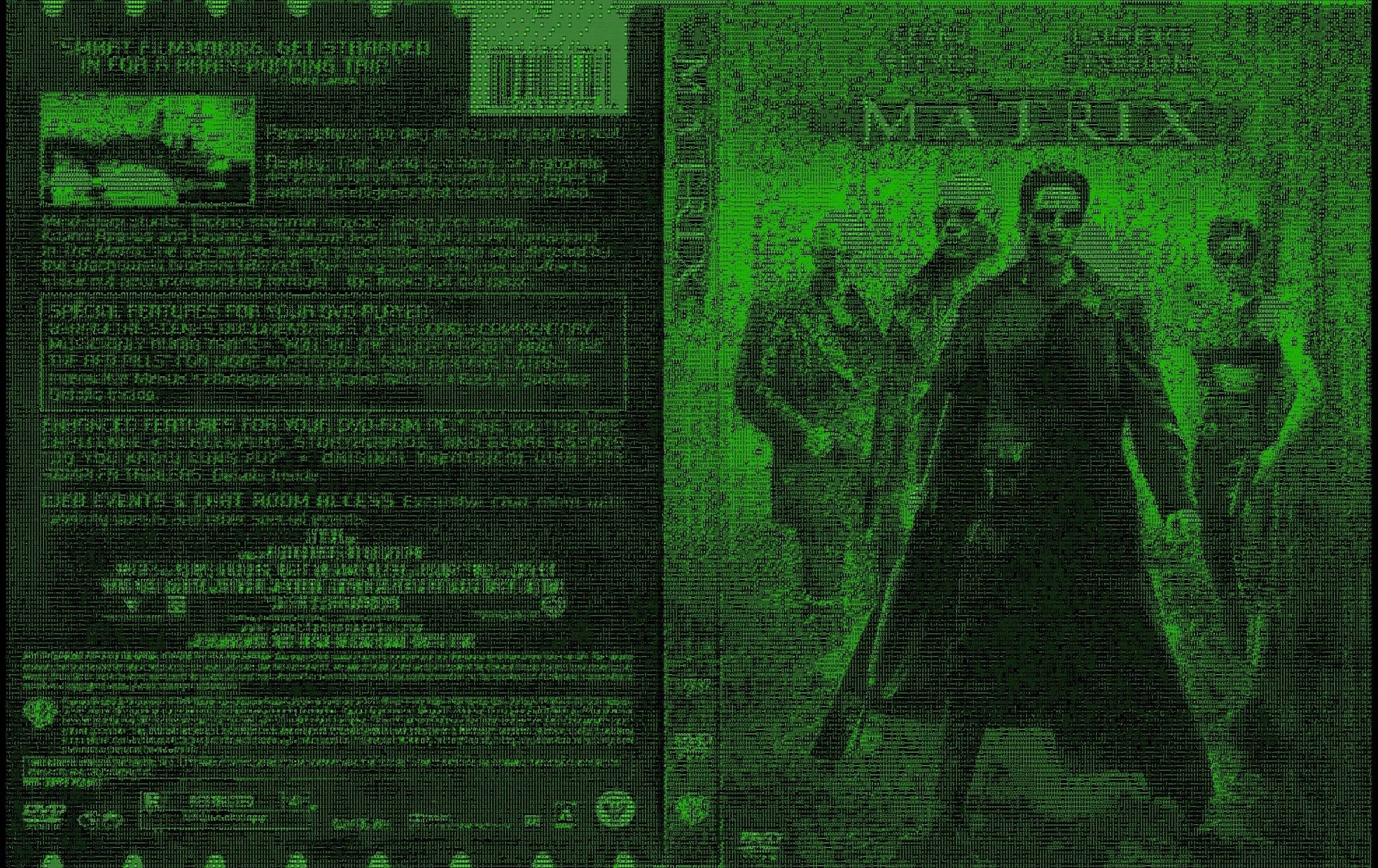 《廿二世紀殺人網絡》DVD封面，帶有綠色數碼故障效果和主要角色。