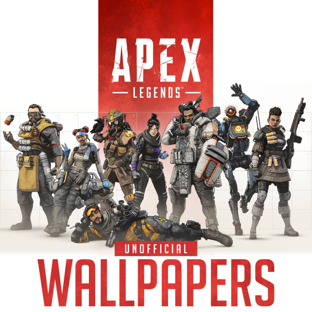 七個Apex Legends角色穿著戰鬥裝備為壁紙擺姿勢。