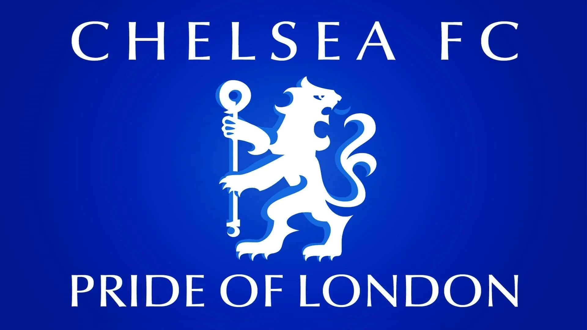 Chelsea 桌布 壁紙 — 車路士足球會標誌，白色直立獅子手持權杖，皇家藍色背景，附有'Pride of London'文字。