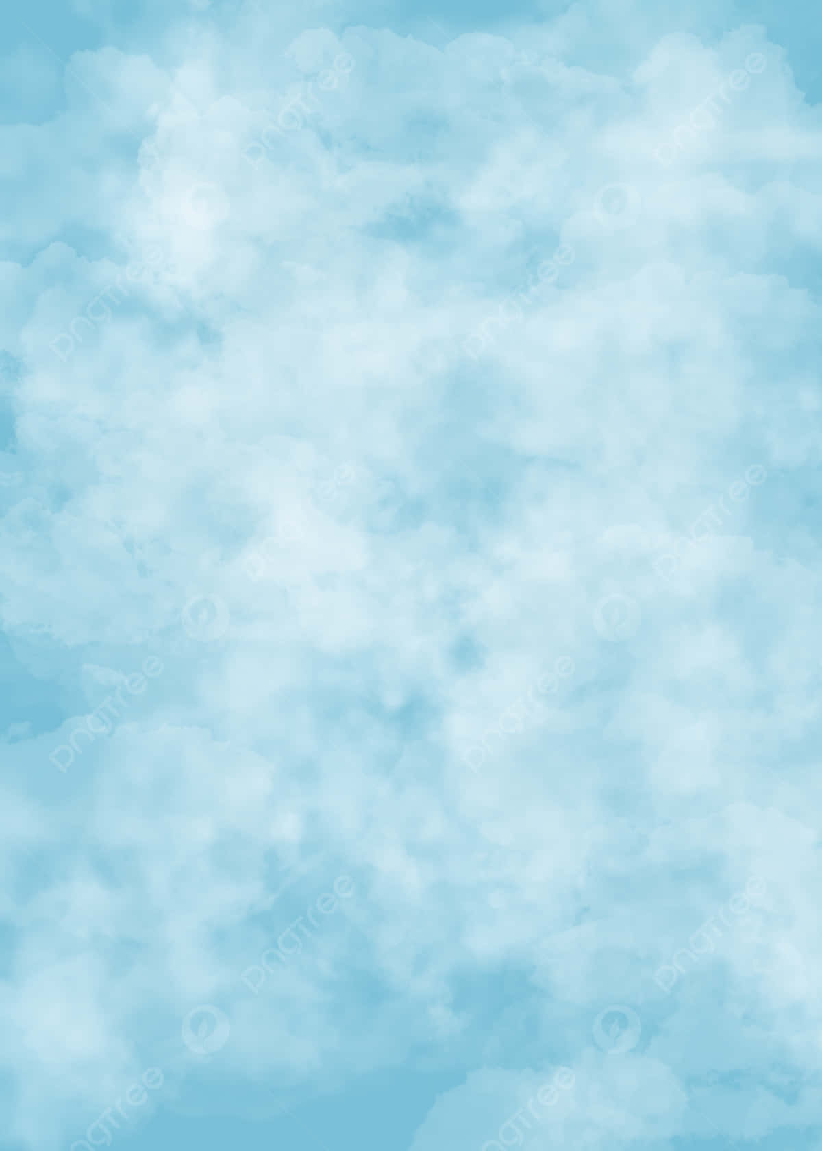 柔軟的水彩雲朵漂浮在淺藍色的天空中