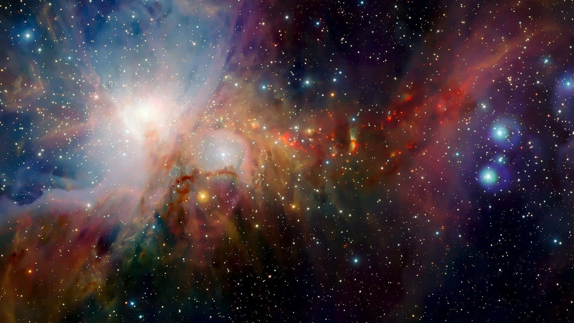 在深空中帶有發光氣體和星星的充滿活力的宇宙星雲。