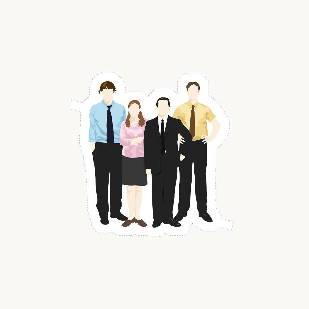 四個穿著正式服裝的無臉商業專業人士站在一起。