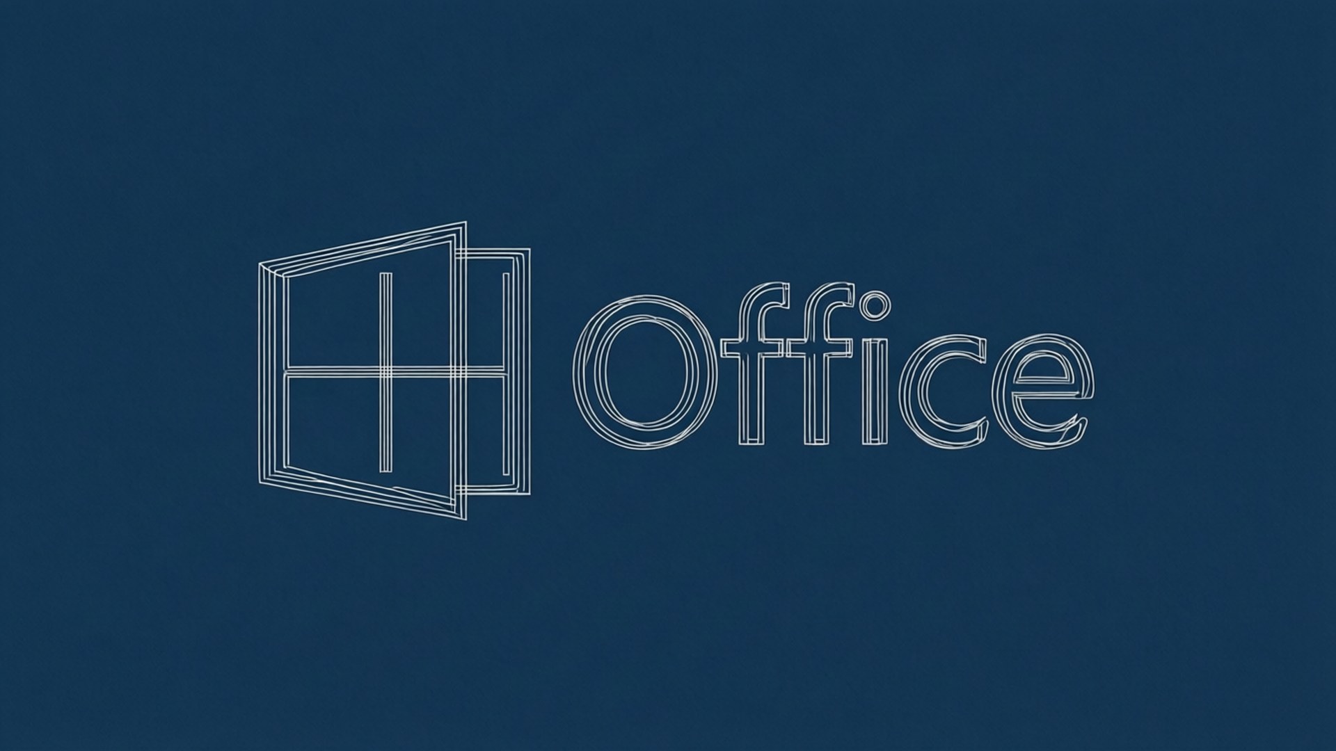白色輪廓的Microsoft Office標誌，背景為深藍色。