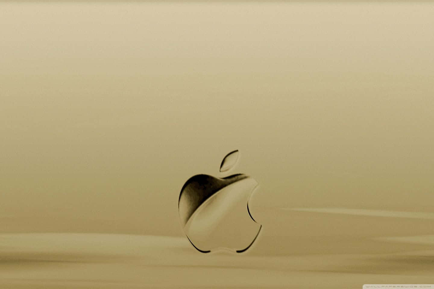 米色背景上帶金屬質感的Apple標誌