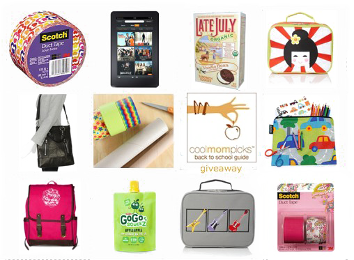 返校用品拼貼圖 壁紙 — 色彩繽紛的學校用品拼貼，包括膠帶卷、背包、午餐盒和小吃，為返校主題而佈置。
