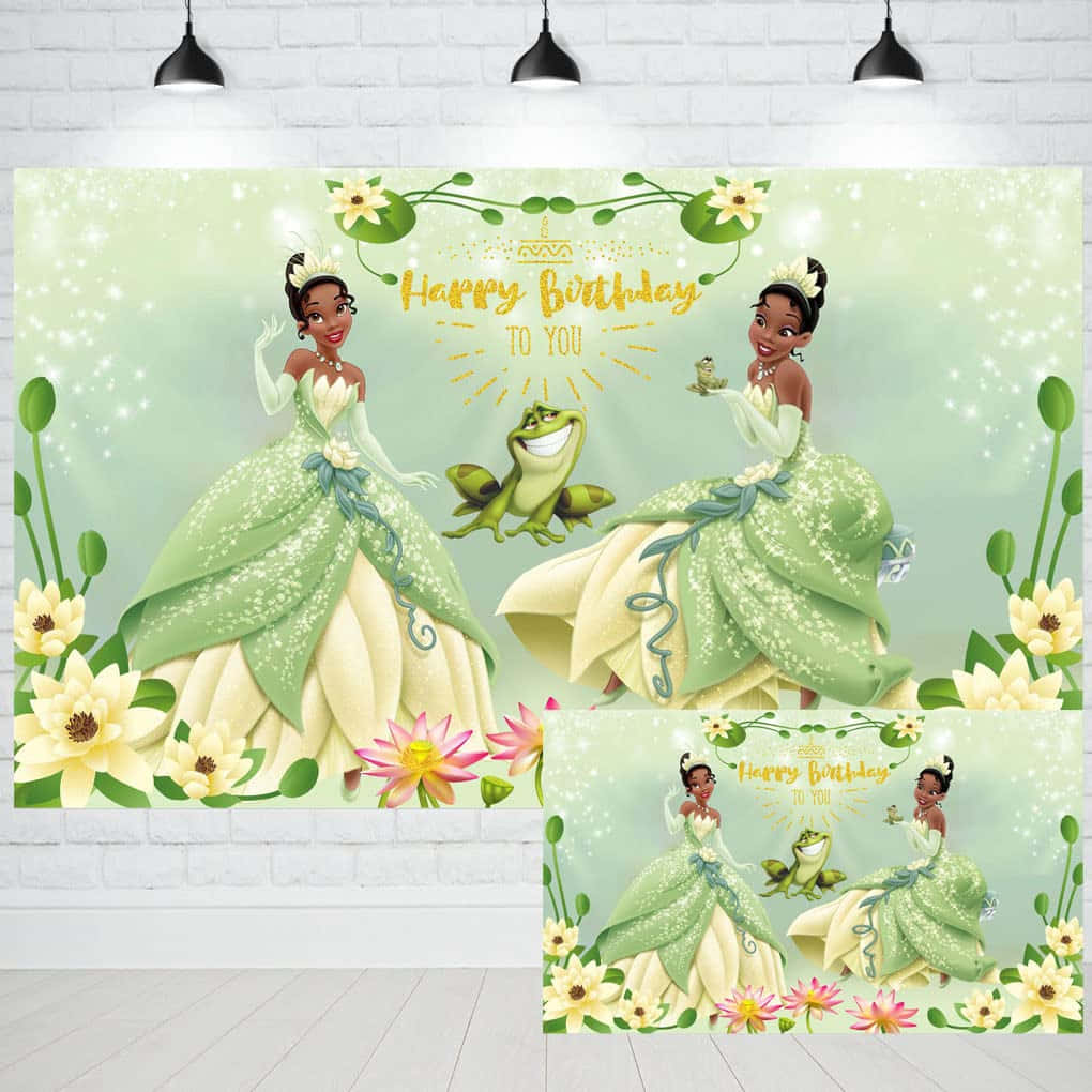 Tiana和青蛙用鮮花和閃光慶祝生日。