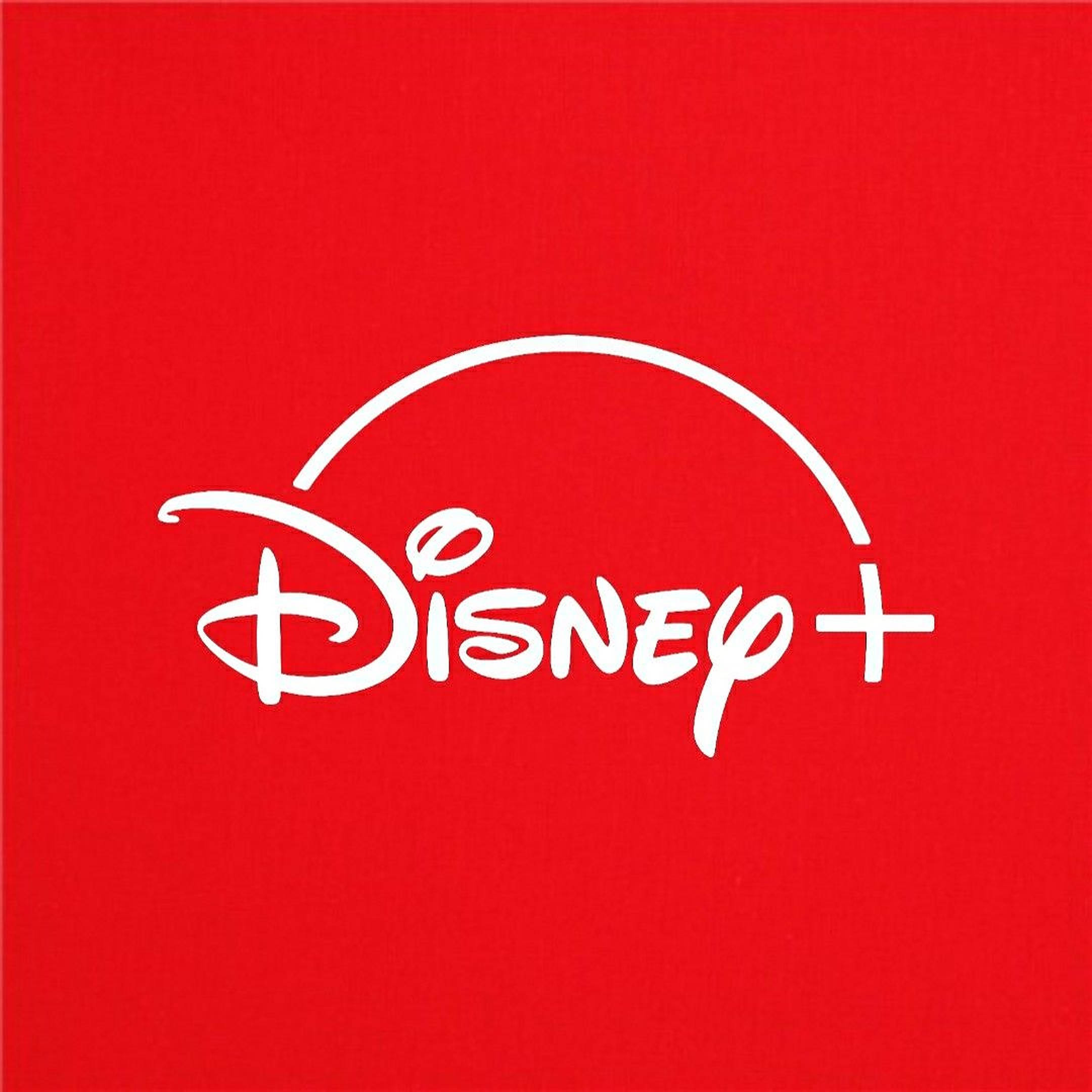 迪士尼+紅色標誌 壁紙 — 白色Disney+標誌居中於純紅色背景上，設計簡潔極簡。