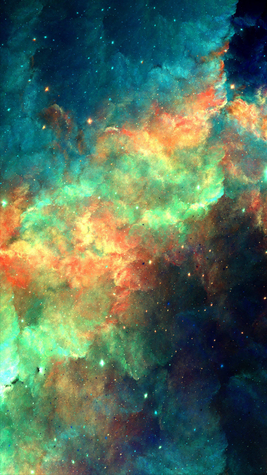 深空中帶有發光雲層和星星的彩色星雲