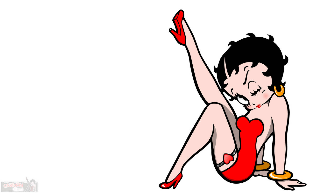Betty Boop 穿著紅色內衣和高跟鞋俏皮地擺姿勢