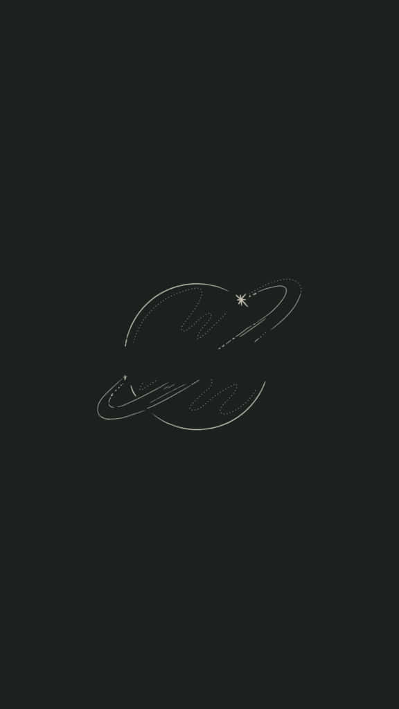 一個帶有光環和星星的發光行星，背景為深色。