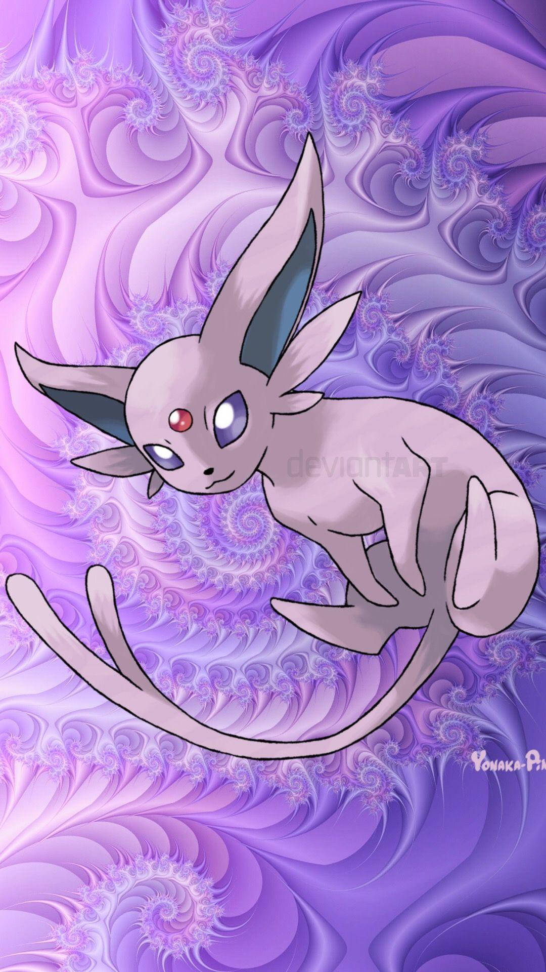 紫色分形背景中的Espeon