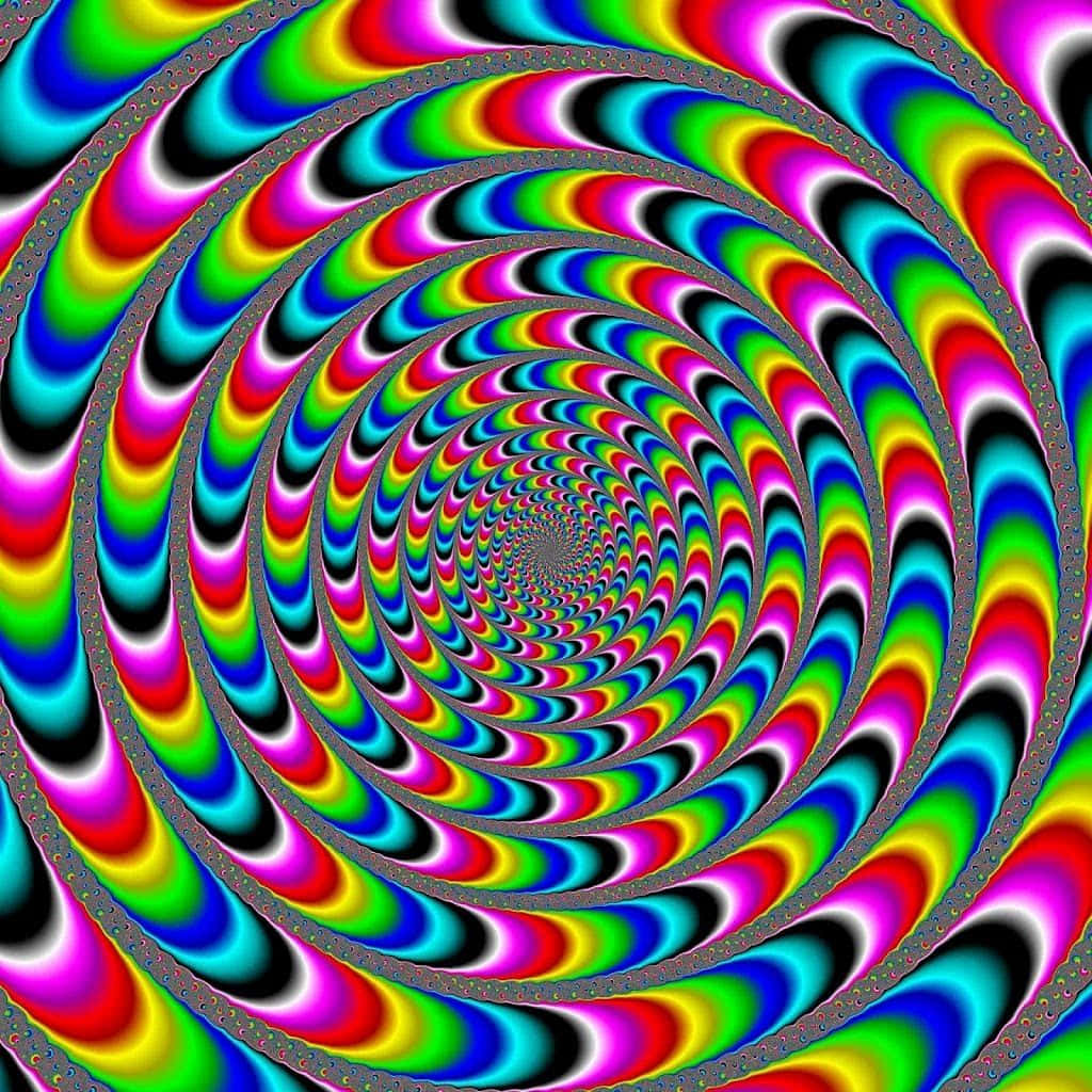 鮮豔的彩虹螺旋隧道，營造出催眠般的視覺錯覺。