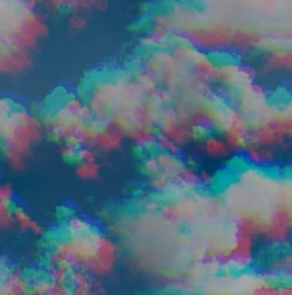 霓虹色彩的迷幻雲彩在深色天空中旋轉。