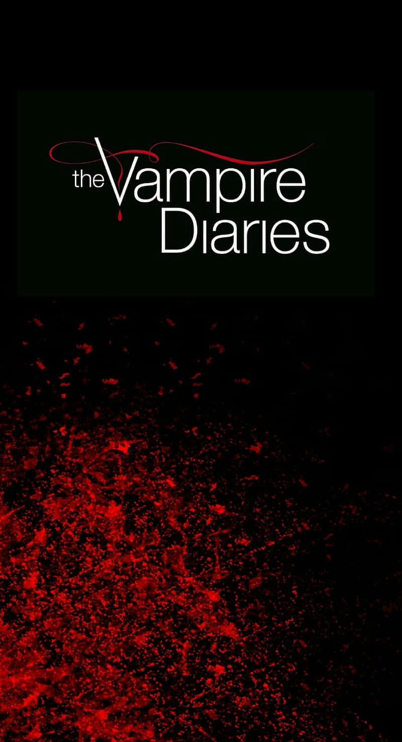 The Vampire Diaries 標誌在黑色背景上帶有紅色濺射效果。
