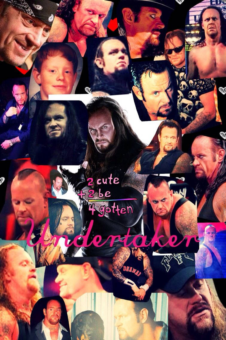送葬者拼貼畫 壁紙 — WWE摔角手The Undertaker在各種激烈姿勢和表情中的鮮明拼貼畫。