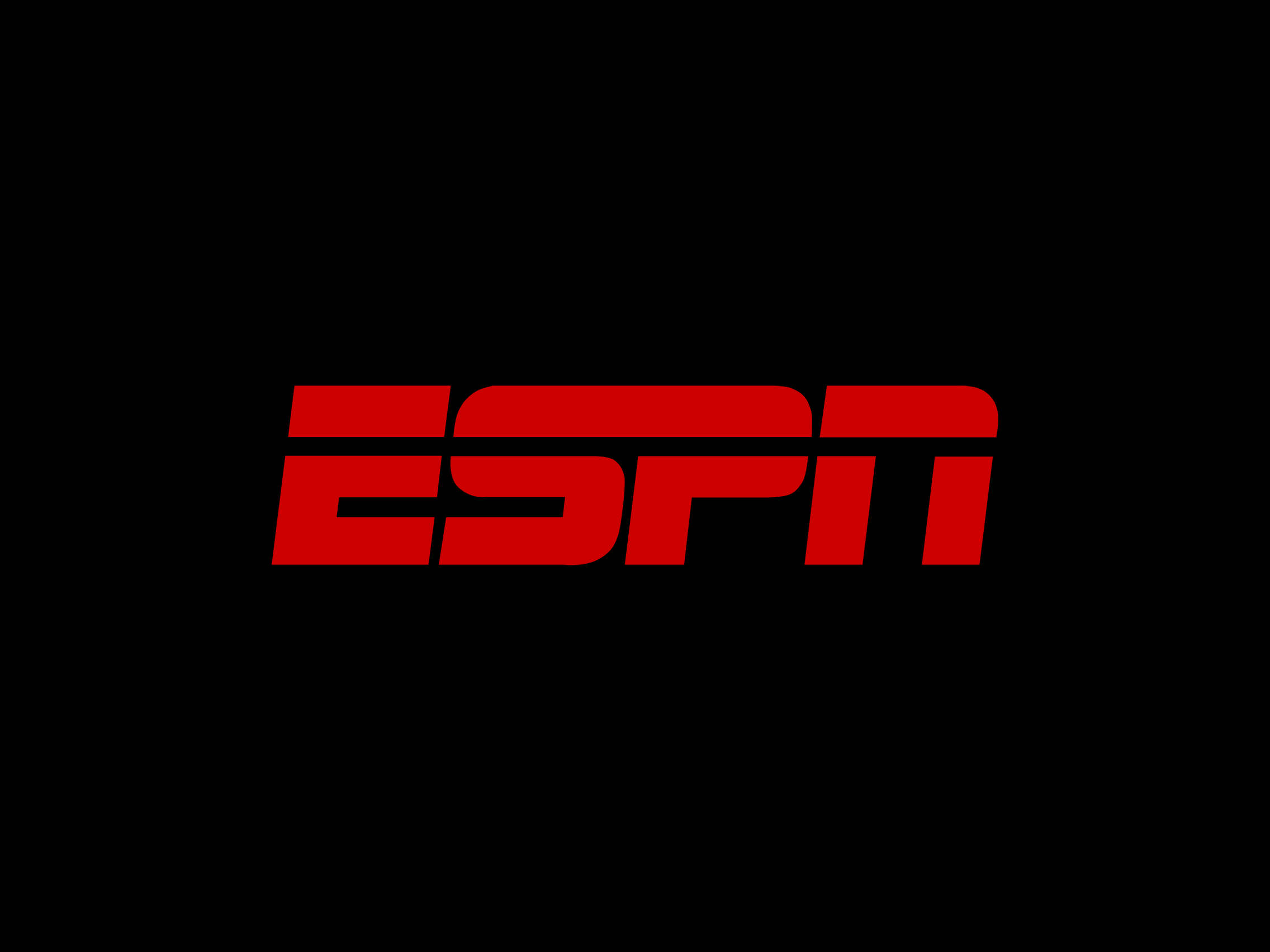 透明ESPN標誌 壁紙 — 鮮紅色ESPN標誌居中於純黑色背景上，帶有銳利的幾何字體。