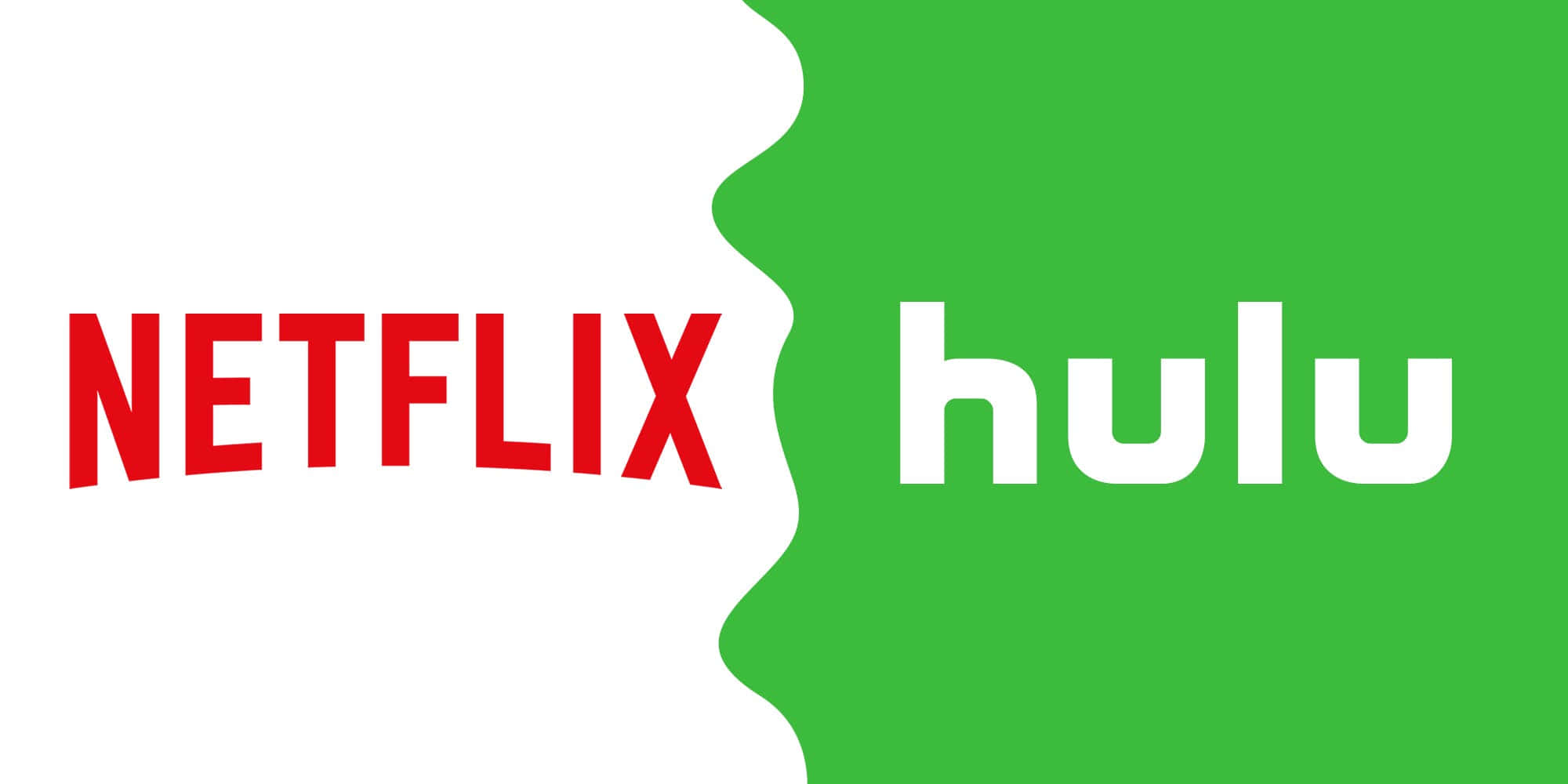 Netflix 和 Hulu 標誌並排放置，帶有波浪形分隔線。