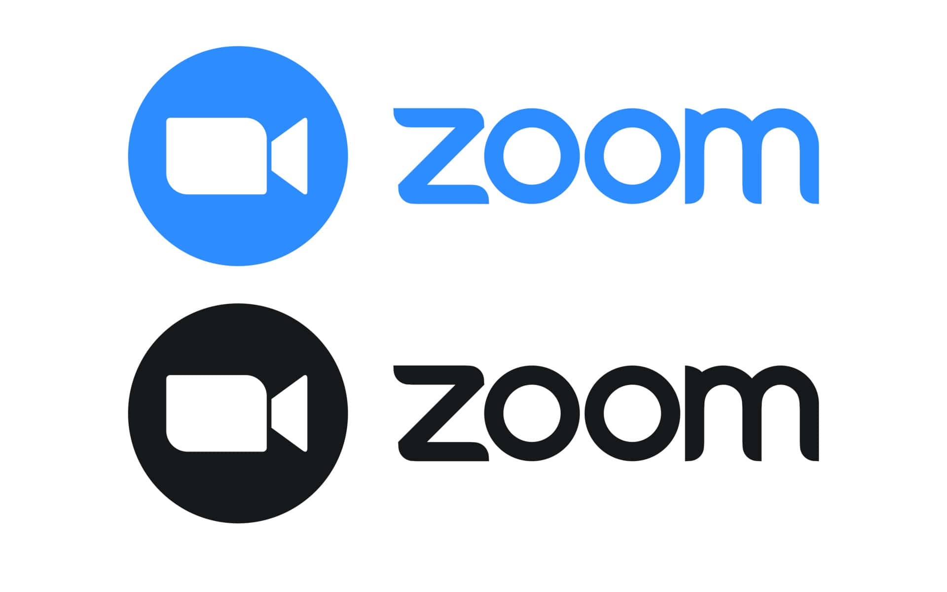 藍色和黑色的Zoom標誌在白色背景上