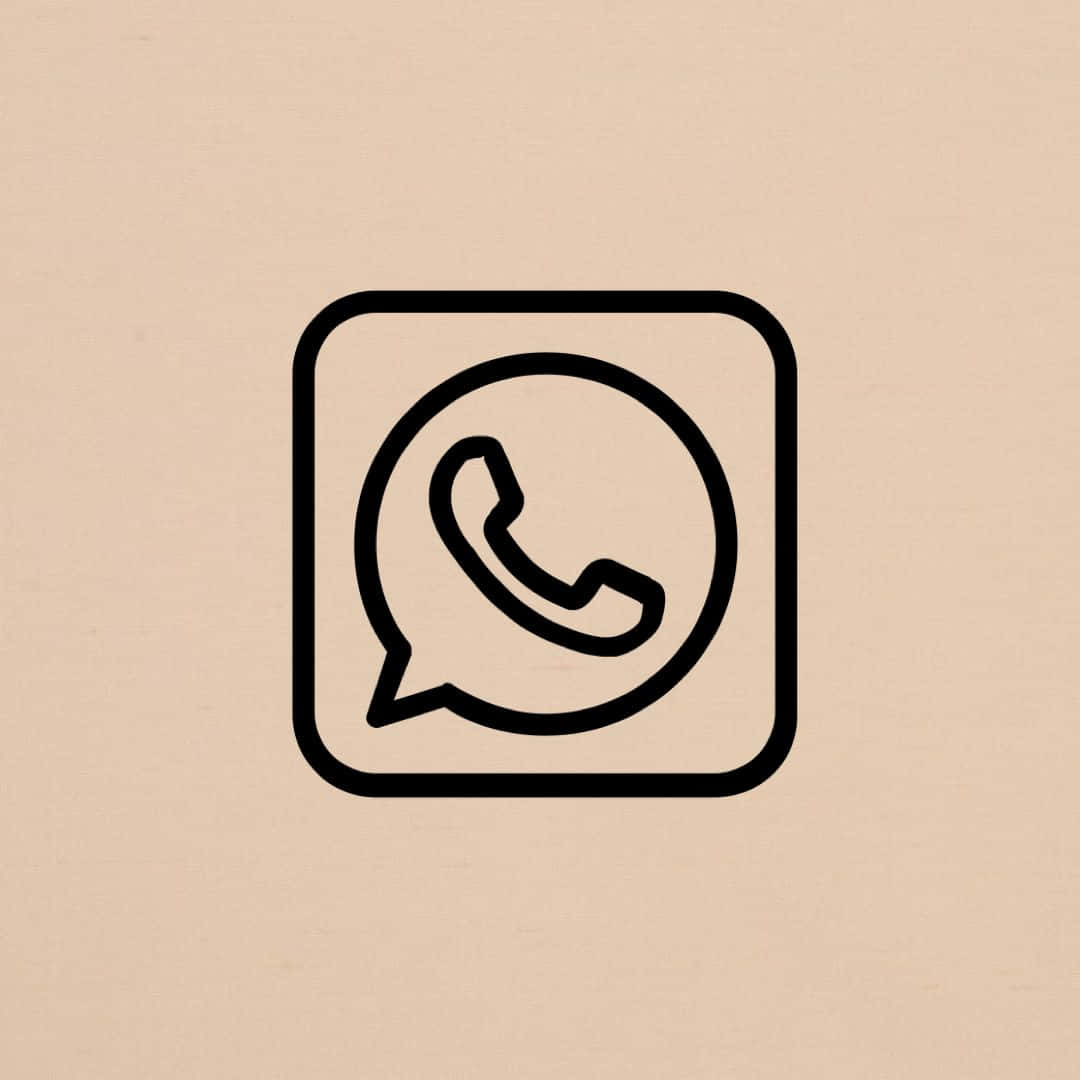 米色背景上的黑色線條WhatsApp應用程式圖標