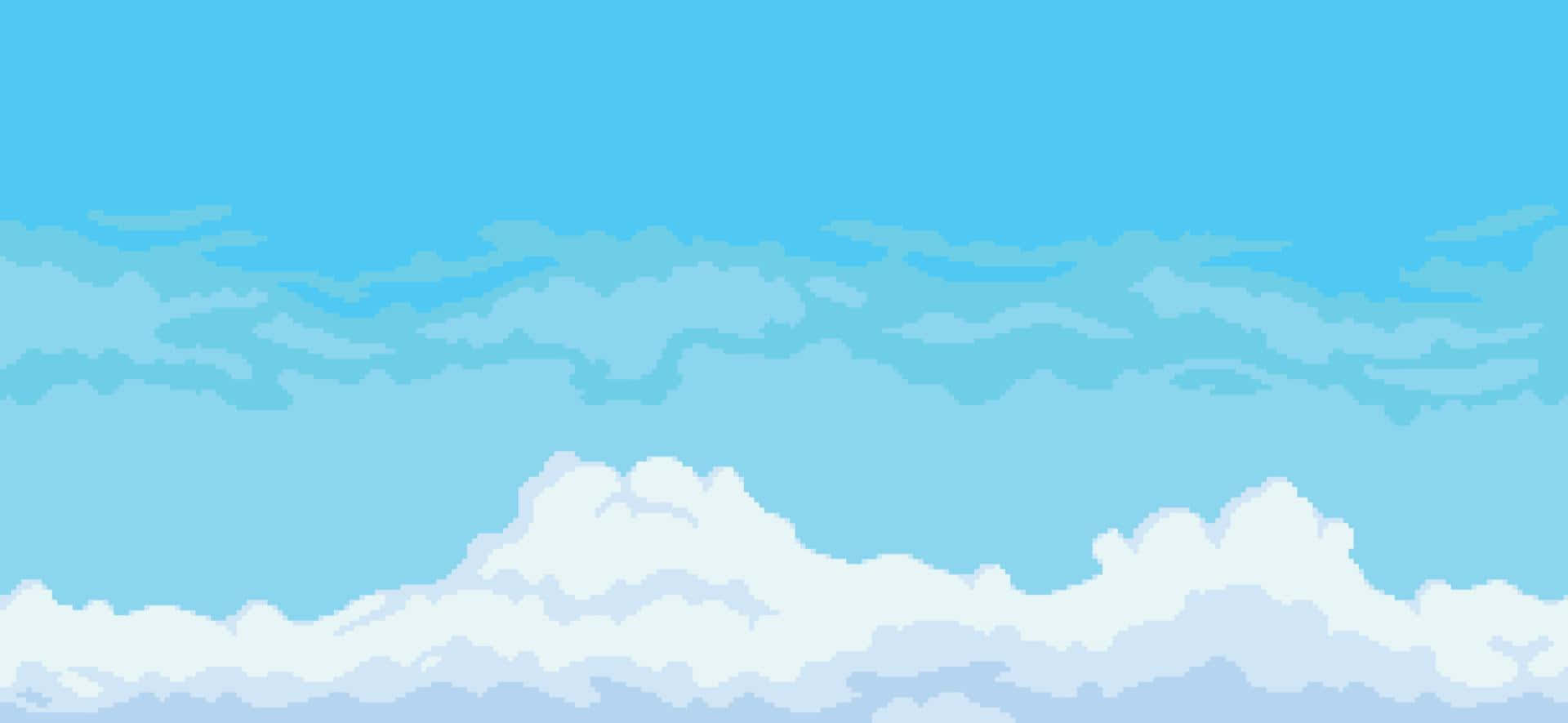 像素藝術天空，帶有藍白色調的分層雲朵。